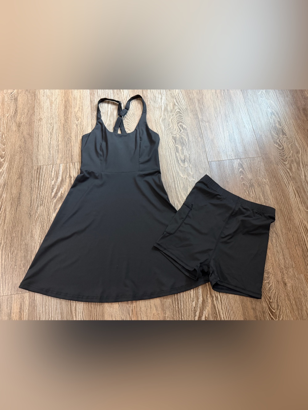 Black Active Dress with matching shorts and Adjustable Straps❤️ NWT size XS